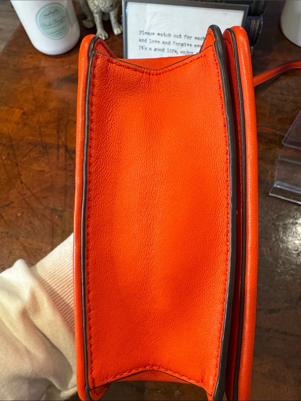 Tory Burch Bright Orange Quilted Crossbody with Gold Chain - Picture 8 of 13
